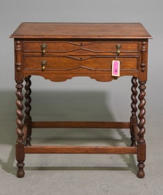 Jacobean Barley Twist Oak Two Drawer Silver Chest