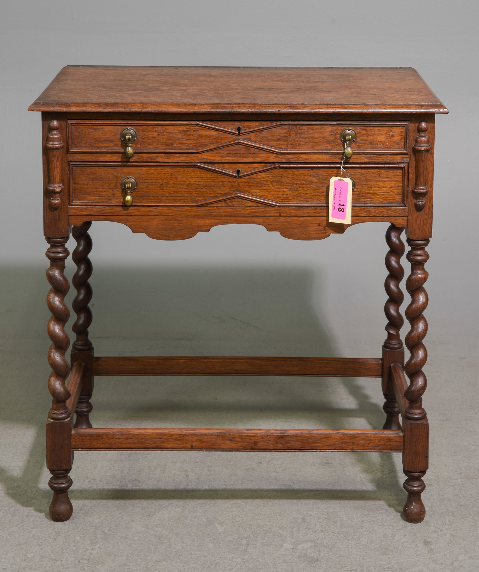 Jacobean Barley Twist Oak Two Drawer Silver Chest (1 of 4)