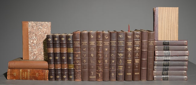 27 Assorted European Leather Bound Novels / Books #1