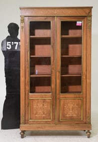 Napoleon III Style Inlaid Bookcase with Gilded Ormolu