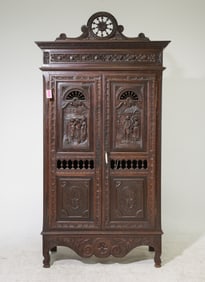 French Breton Style Carved Oak Robe #2