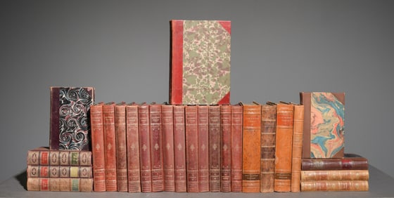 26 Assorted European Leather Bound Books