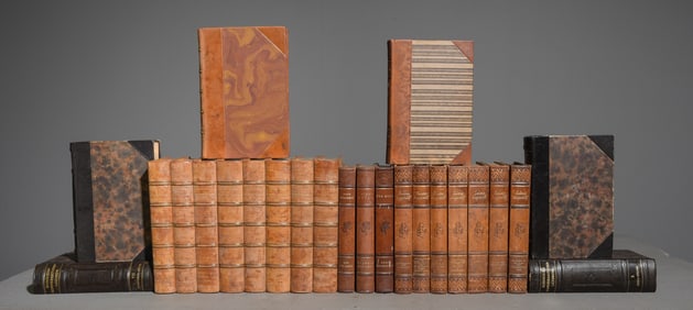 24 Assorted European Leather Bound Books #1
