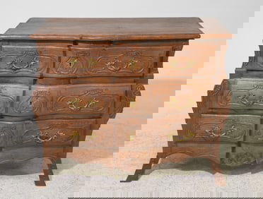 French Arbellette Three Drawer Oak Chest