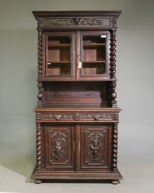 Louis XIII Style French Twist Oak Double Buffet