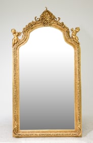 French Style Gold Framed Mirror with Cherubs #1