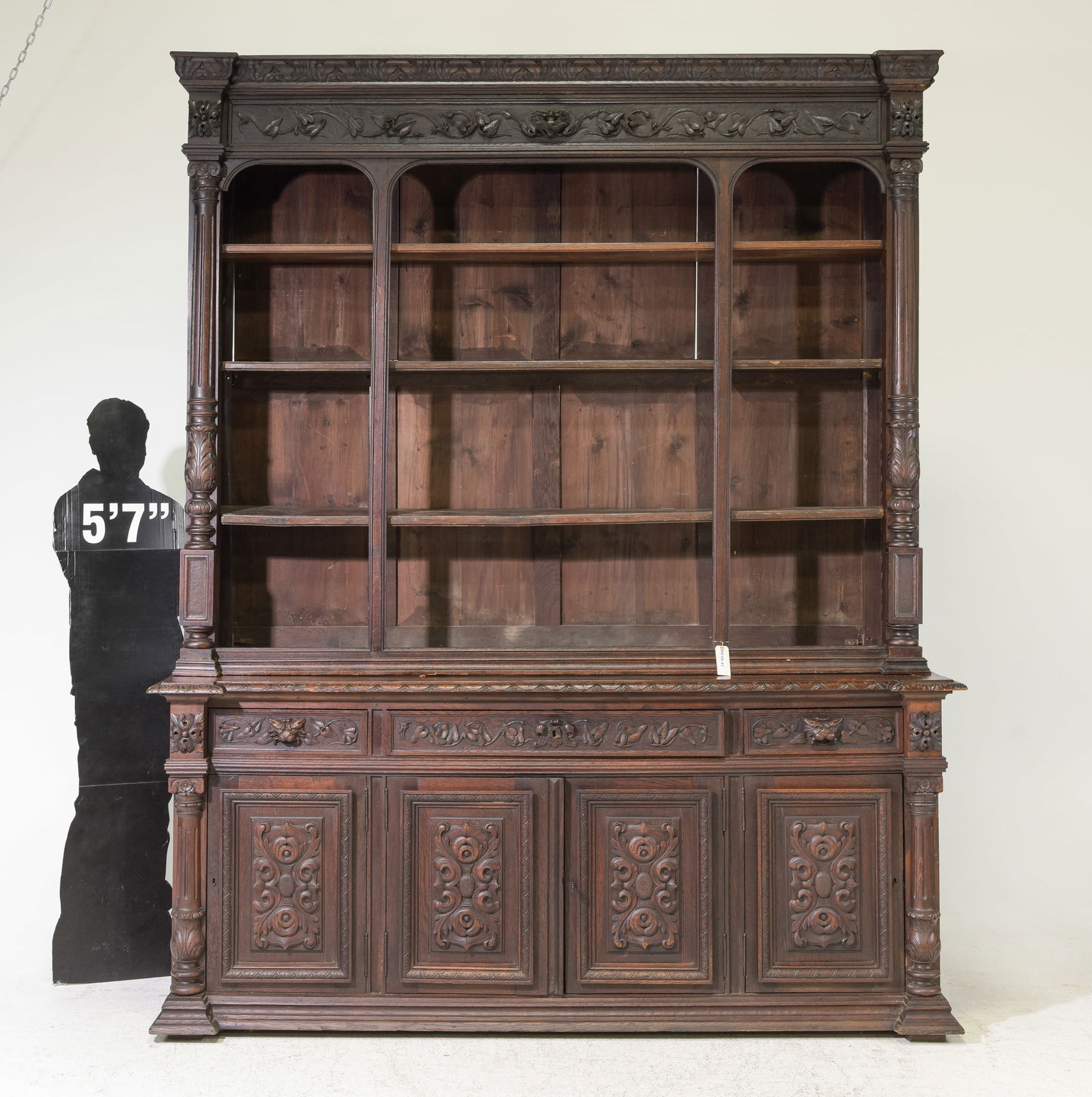 Renaissance Style Monumental Oak Bookshelf (1 of 6)