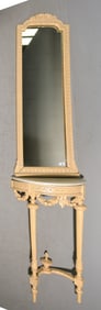 Louis XVI Style Painted Marble Top Table with Mirror