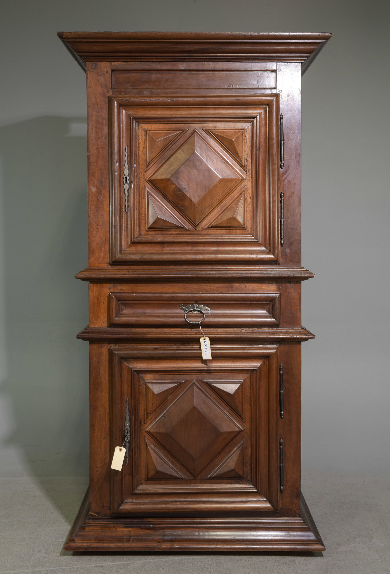Louis XIII Style Walnut Cupboard: French Louis XIII Style Walnut Cupboard - 74.75 in tall x 39 x 25