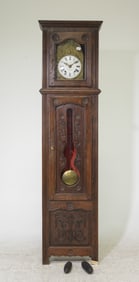 French Oak Case Grandfather Clock