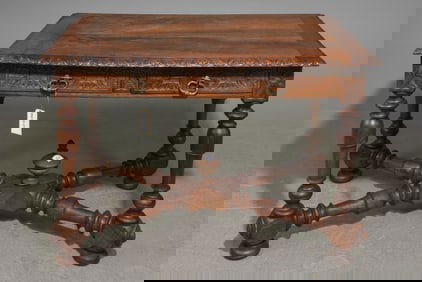 French Henri II Style Walnut Writing Table