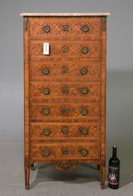 Louis XVI Style Marble Top Semainiere Chest