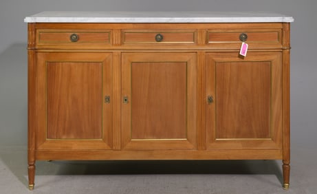 Louis XVI Style White Marble Top Sideboard