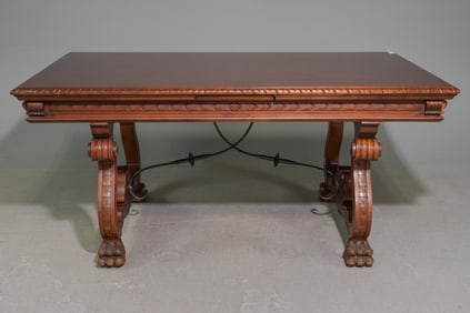 Spanish Style Dining Table with Iron Stretcher