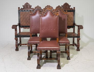 6 Spanish Renaissance Style Dining Chairs