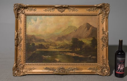 Antique Framed Oil on Canvas Landscape #1