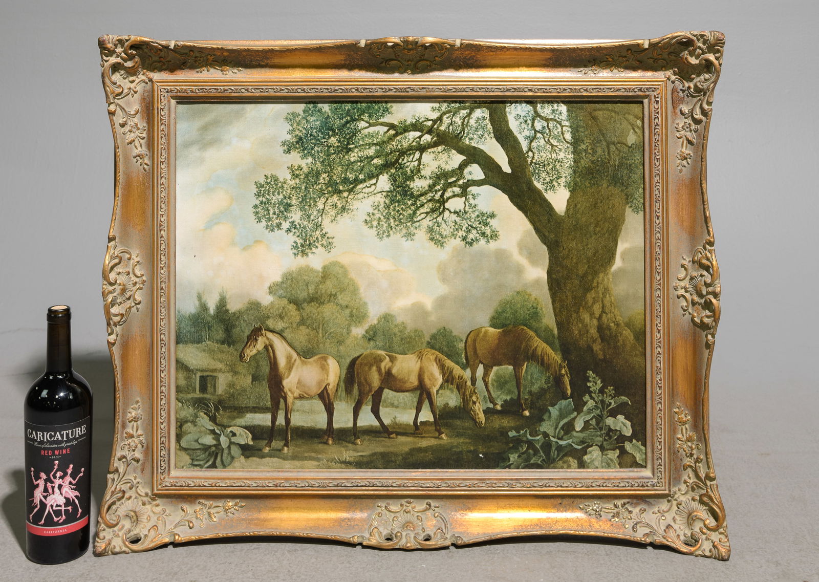 Gold Framed Oil on Canvas - Horses Grazing (1 of 3)