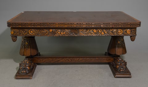 Renaissance Style Finely Carved Oak Table
