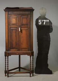 Jacobean Oak Barley Twist Corner Cupboard