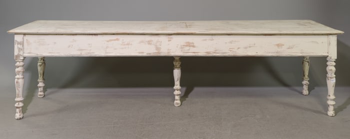 French Painted Pine Long Farmhouse Table