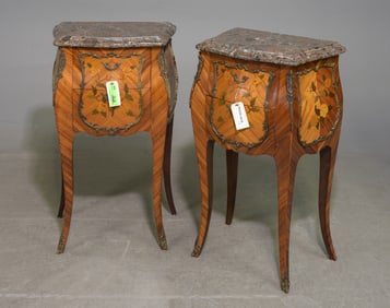 Louis XV Style Pair of Marble Top Chests with Ormolu