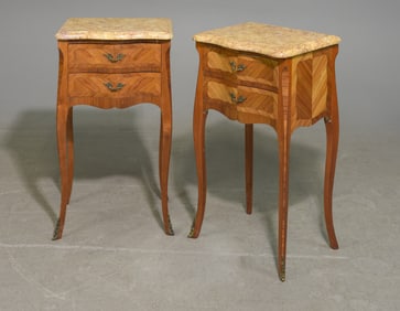 Louis XV Style Pair of Marble Top Chests