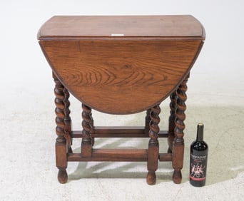 English Oak Barley Twist Drop Leaf Table #1