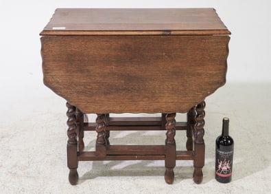 English Oak Barley Twist Drop Leaf Table #2