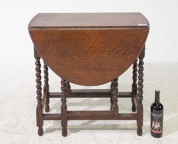 English Oak Barley Twist Drop Leaf Table #3