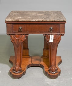 Victorian Style Marble Top Hall Table / Nightstand