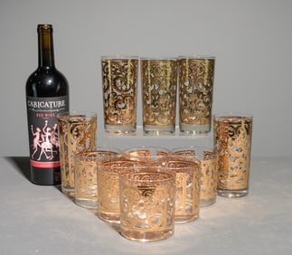 11pcs Vintage Georges Briard Highball & Whiskey Glasses