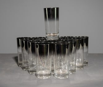 15 Vintage Dorothy Thorpe Silver Ombre Highball Glasses