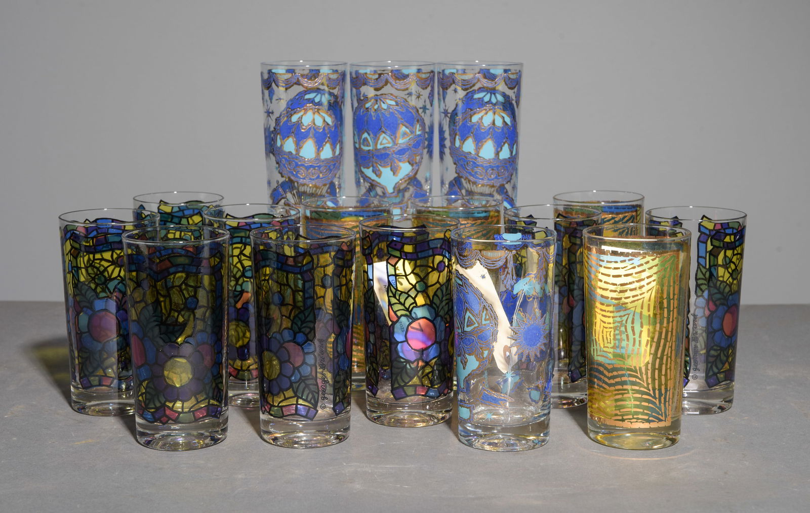 16pcs Vintage Georges Briard Signed Highball Glasses (1 of 5)