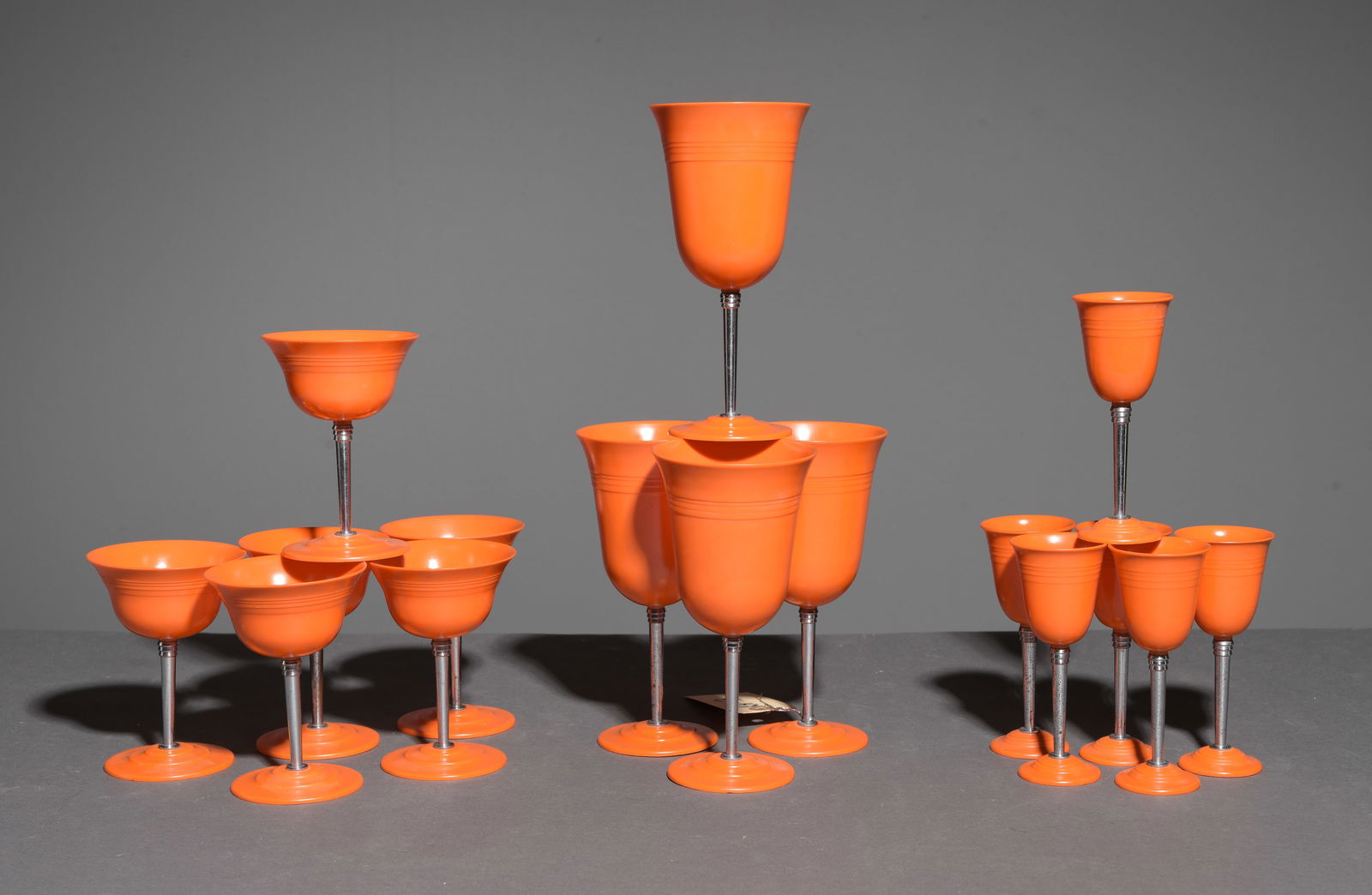 16pc Vintage Set of Nu Dawn Cordial Stemware: 16pc Vintage Set of Nu Dawn Cordial Stemware - Largest is 6.75 in tall x 3.25 inch diameter