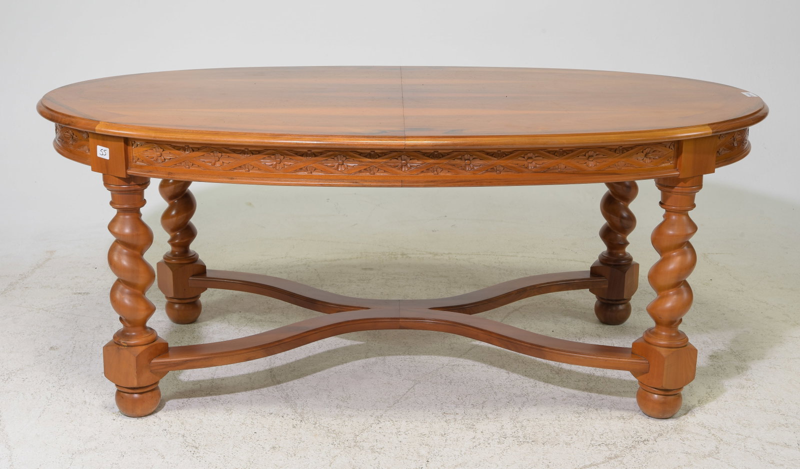 Louis XIII Style French Twist Oval Dining Table: French Louis XIII Style French Twist Oval Dining Table - 29 in tall x 72 x 42.5, Floor to apron is 24.5 inches and the space between the legs is 44.5 inches