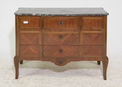 Louis XVI Style 3 Drawer Marble Top Chest