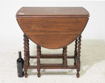 British Oak Barley Twist Drop Leaf Table #1