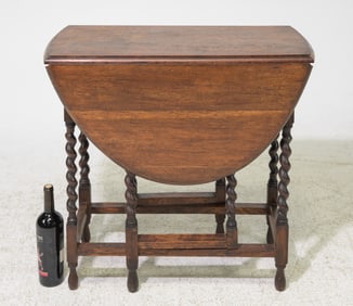 British Oak Barley Twist Drop Leaf Table #2