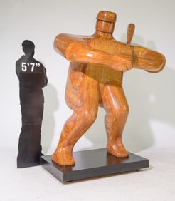 HY Farber Monumental Wood Baseball Player Sculpture