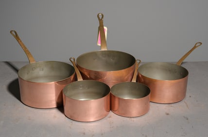 French Set of 5 Copper Sauce Pans #1