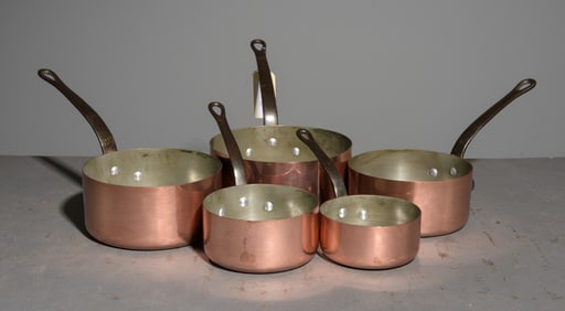 French Set of 5 Copper Sauce Pans #2