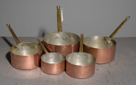 French Set of 5 Copper Sauce Pans #3
