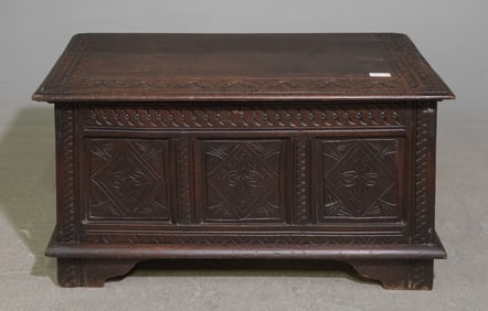English Carved Oak Coffer / Trunk