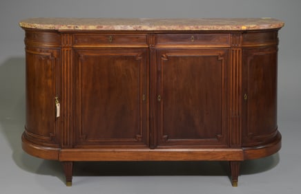 Louis XVI Style Marble Top Curved Sideboard