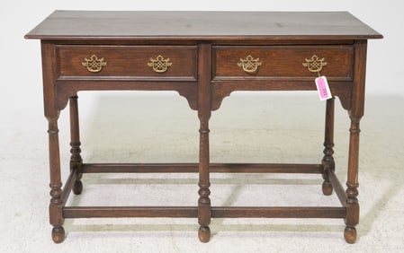 English Oak Two Drawer Hall Table / Console