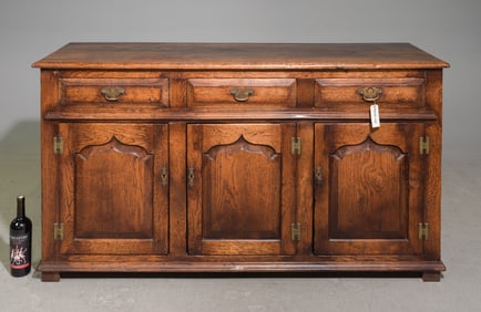 English Oak Three Door Sideboard / Server