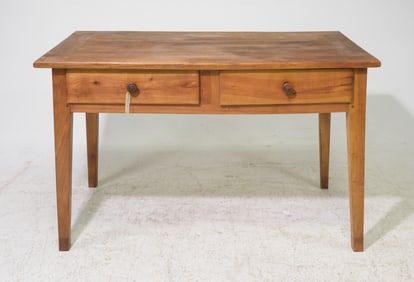 French Rustic Farmhouse Table with Two Drawers