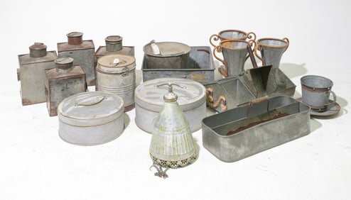 17pcs Assorted Tin Canisters, Hat Boxes, Etc.