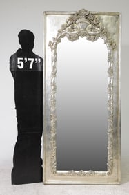 French Style Silver Painted Framed Mirror