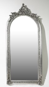 French Style Silver Framed Beveled Mirror